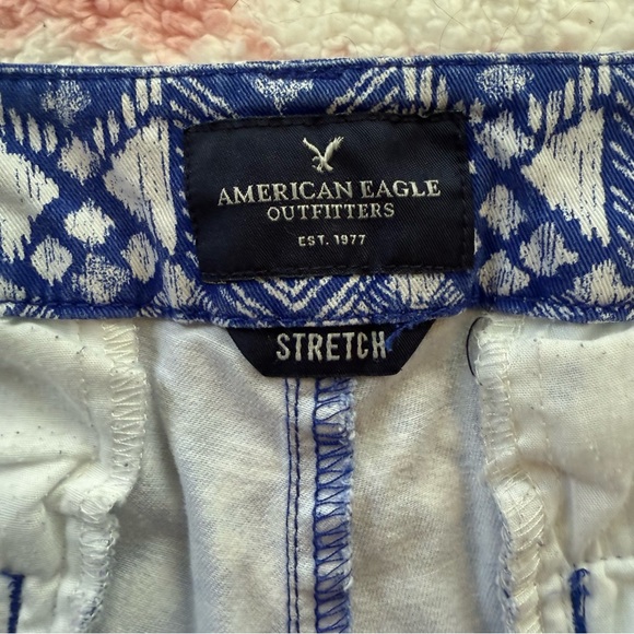 American Eagle Outfitters Blue Geometric Jean Shorts - Picture 2 of 5